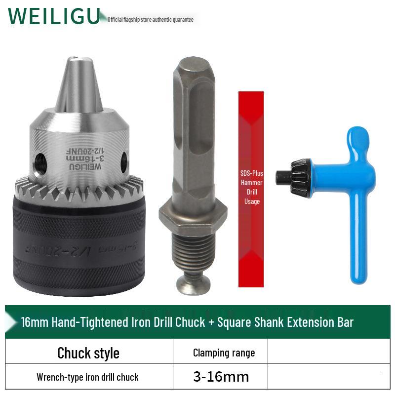 Electric Hammer Drill & Ratchet Wrench with Self-Locking Metal Chuck (0.8-16mm) and Air Impact Conversion Chuck