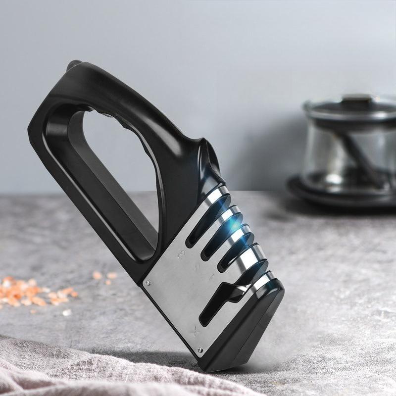 

Professional 4-in-1 Knife & Scissors Sharpener with Diamond Blades - Fast Sharpening, Ergonomic Handle, Portable for Kitchen 1pc чорний
