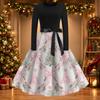 Women's Casual Vintage Christmas Print Neck Dress for Holiday Party