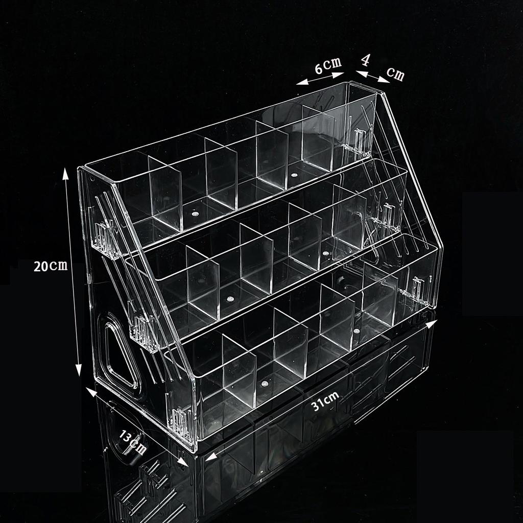 Large Capacity Acrylic Pen Holder - Multi-Grid Organizer for Watercolor Pens and Paintbrushes