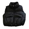 Women Vest Coat Stand Collar Sleeveless Zipper Placket Cotton Waistcoat with Pockets Drawstring Hem Loose Fit Solid Color Puffer Vest