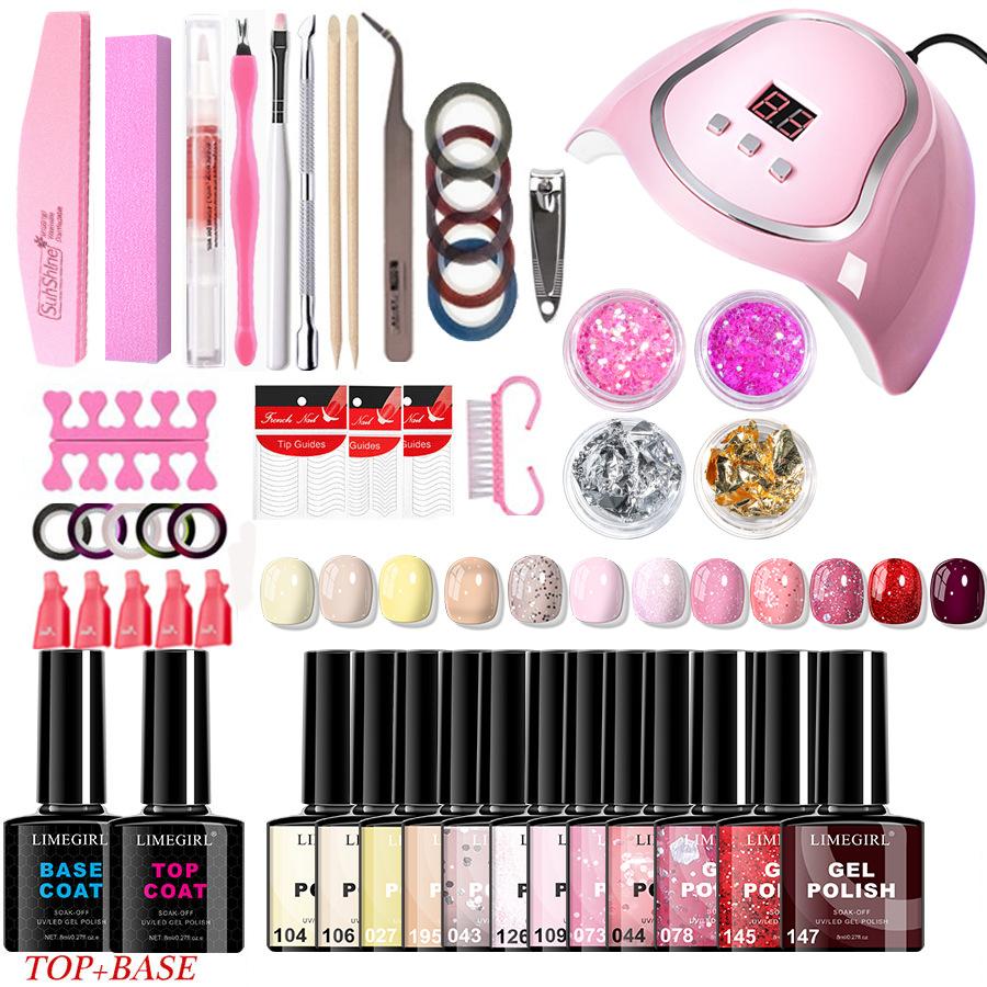 12 Colors Gel Nail Polish Kit with LED Lamp, Nail File, French Tips & Nail Art Decorations, Complete Starter Set