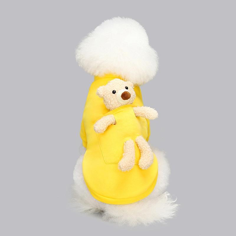 

Зимний свитер для собак с капюшоном и карманом для медведя, одежда для щенков, милое пальто для маленьких и средних собак, одежда для кошек, чихуахуа L