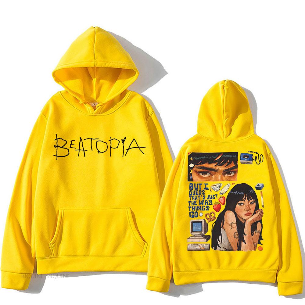 Beabadoobee Retro Kapuzenpullover mit grafischem Druck Ästhetischer Kapuzenpullover aus Fleece-Kleidung Sudaderas Vintage Pullover