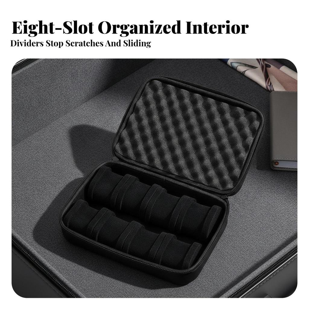 Watch Case with 8 Slots Padded Storage Safeguarding for Travelers