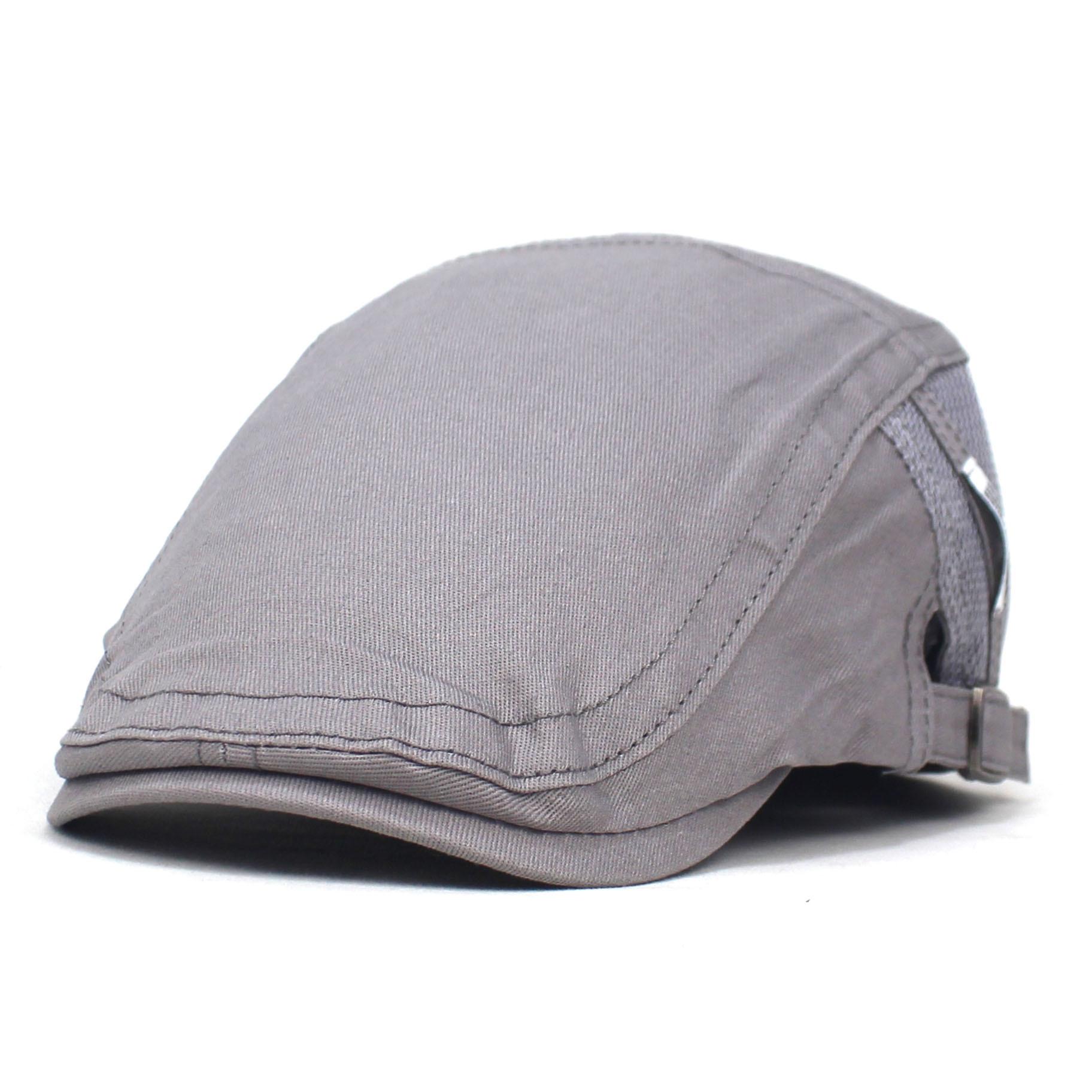 Men s Hat Alphabet Patch Fashion Cap Cotton Beret Summer Grid Breathable Hat M（56-58cm）
