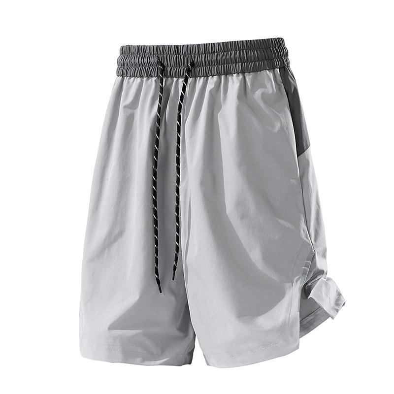 Men's Quick Dry Athletic Shorts - Color Block Drawstring Running Shorts with Reflective Stripe Detail