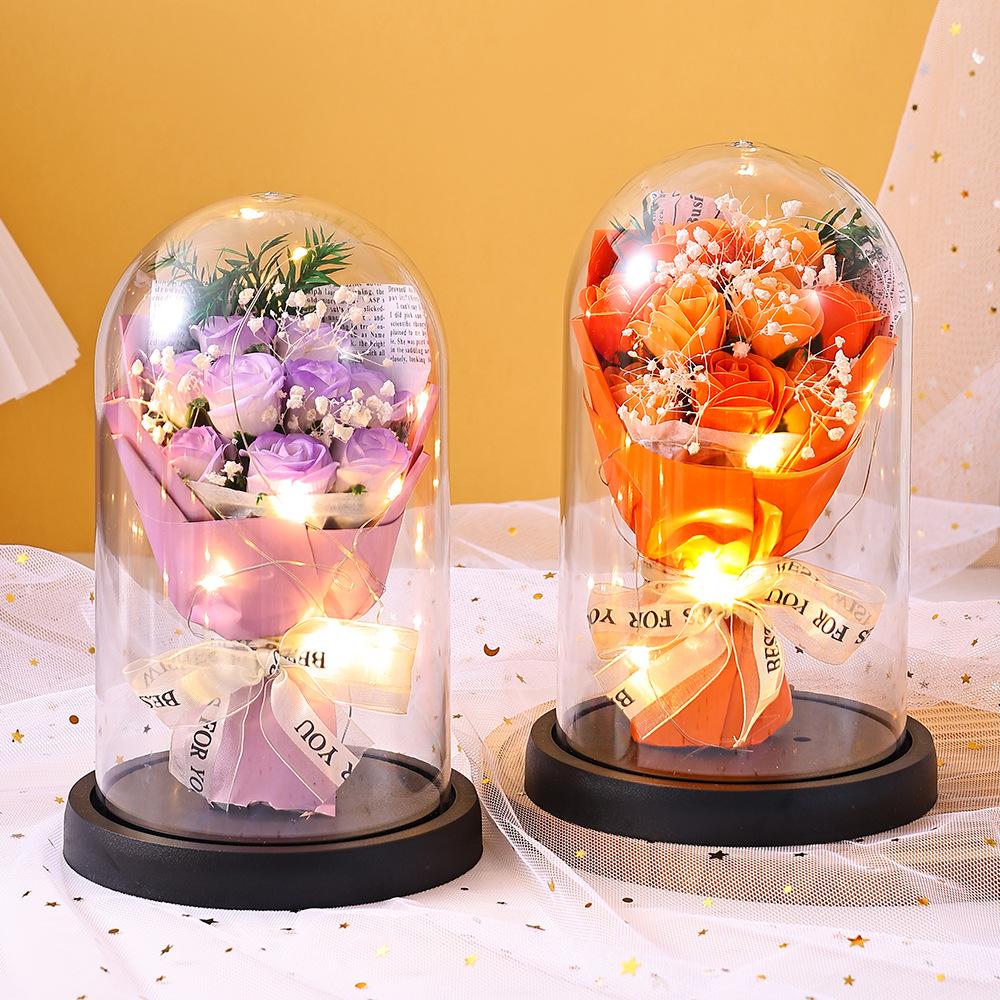 Mother's Day Gift Rose Eternal Flower Acrylic Glass Cover 110 Creative Gift for Girlfriend Lover Flower