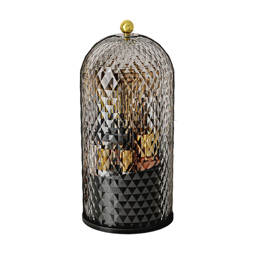 Decorative Geometric Patterned Glass Cloche with Dome Lid and Base for Home Display or Storage Use