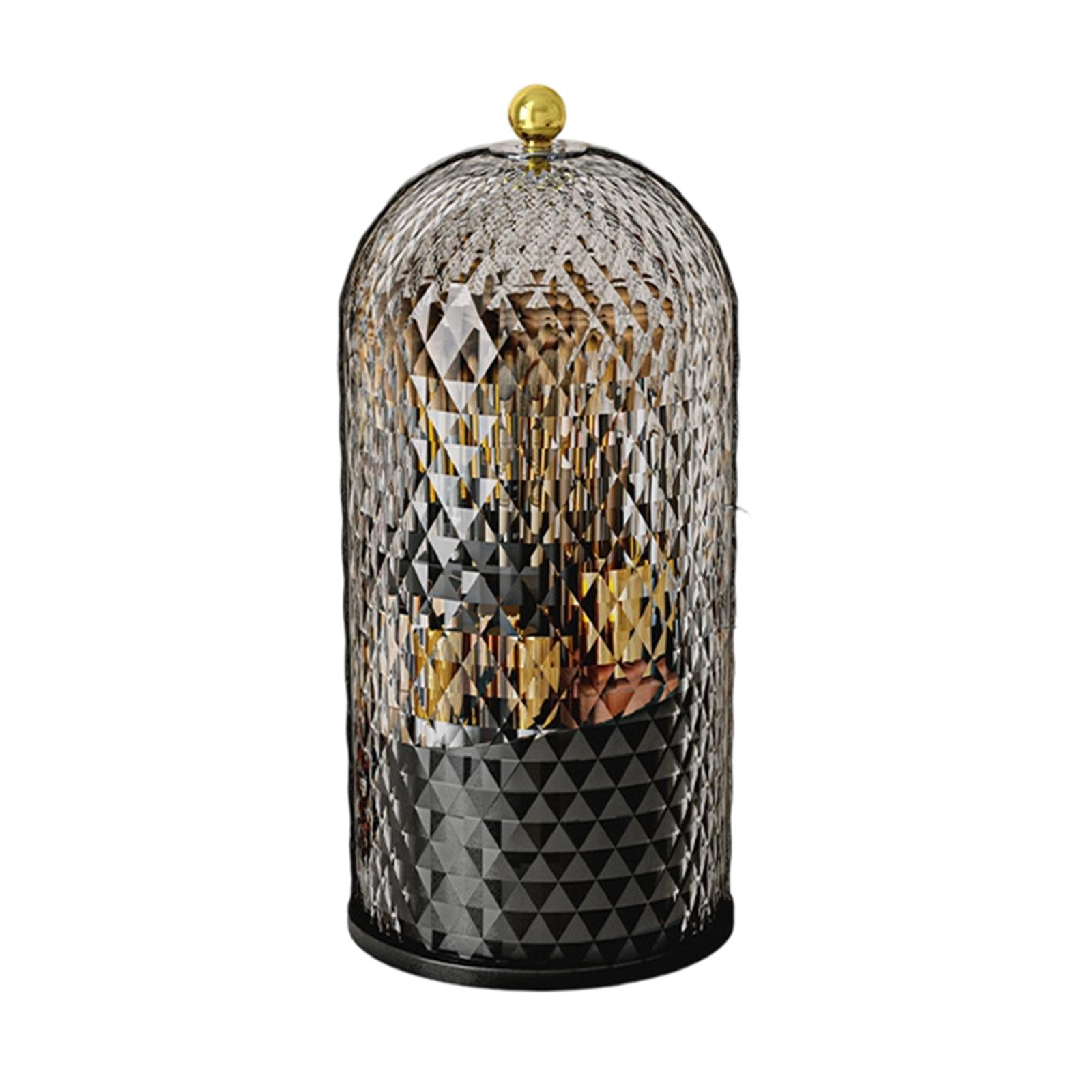 Pattern Cosmetic Storage Box, Desktop Rotatable Partition Storage Cylinder, Transparent Lidded Dust-proof Makeup Box. One Size