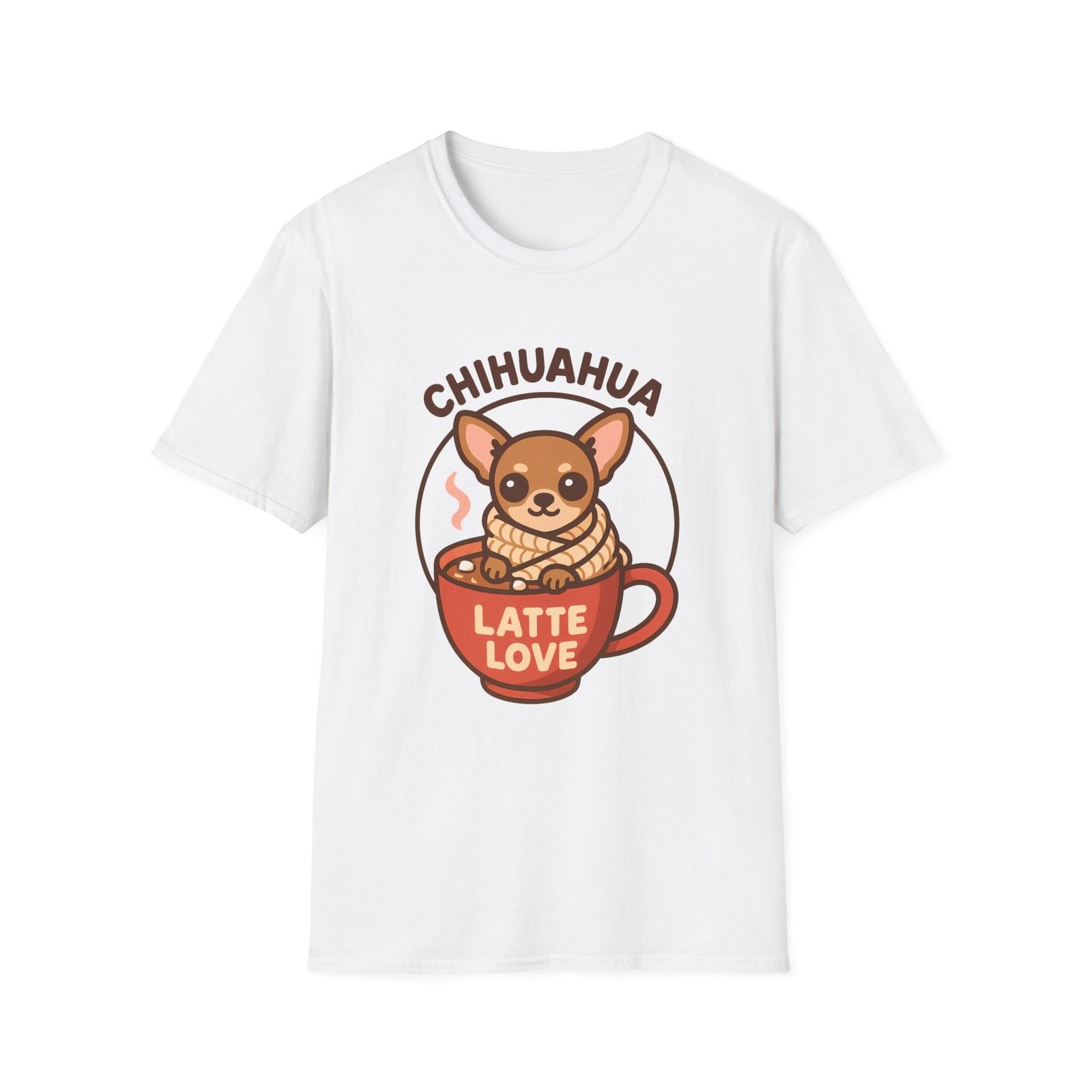 Unisex Softstyle T-Shirt Mens Womens Tees Top Cozy Chihuahua Coffee Lover Cute Canine Art S