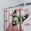 Vibrant Umbrella Print Dog Shower Curtain Perfect for Bathroom Decorations Red Plaid Shirt Cute Scottish Terrier Home Decoration