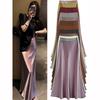 French Women's Acetic Acid Satin Flowy High Waist Hip Skirtfor Spring Summer Fishing Tail Skirt A Line Skirt