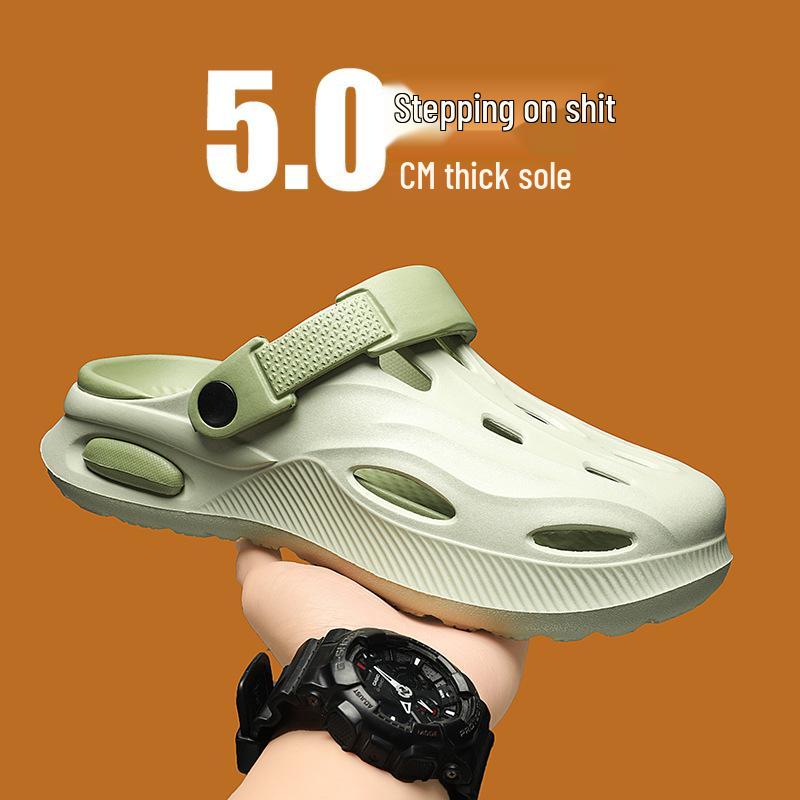 2025 Men's Summer Wear-Resistant Sports Clogs: Outdoor Closed-Toe Beach Sandals with Cushioned Comfort.