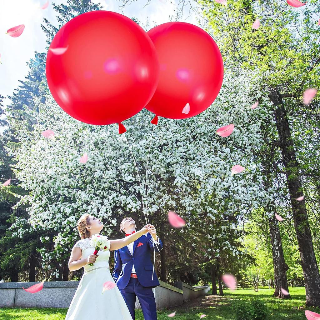 Leitee 2 Pcs 72 Inch Giant Balloons Round Latex Large Human Egg Jumbo Balloons Inflatable Air Decorations for Birthday Party Wedding Engagement(Red)
