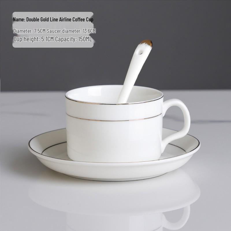 Europejski Luksusowy Zestaw Ceramicznych Filiżanek do Kawy ze Złotym Brzegiem