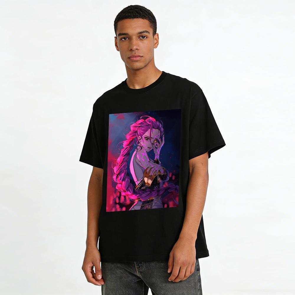 Arcane Jinx Themed Printed T-Shirt Anime Game Peripheral Loose Casual Top for Men and Women Pure cotton T-shirt