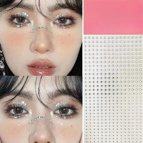 Adesivo per tatuaggio in cristallo Glitter Eyeliner Sopracciglio Trucco Viso Occhi Diamante Tatuaggio temporaneo Adesivi per eyeliner 3D con strass rock
