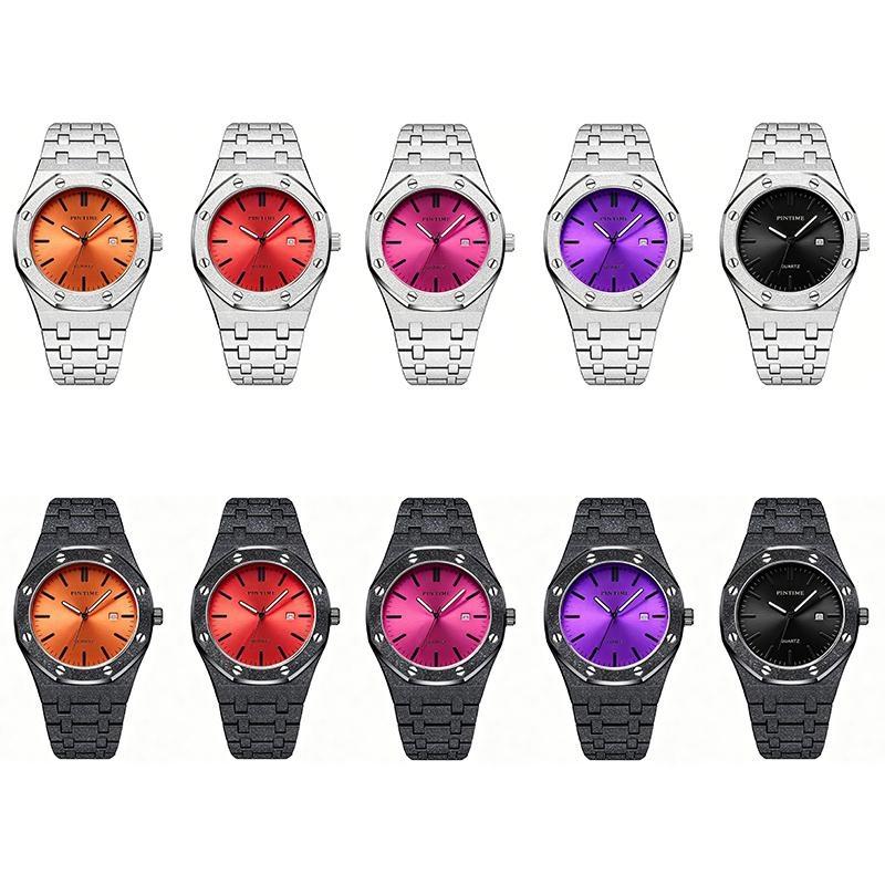 Mens Luminous Waterproof Watch Octagonal Analog Quartz Wrist Watch with Date Display