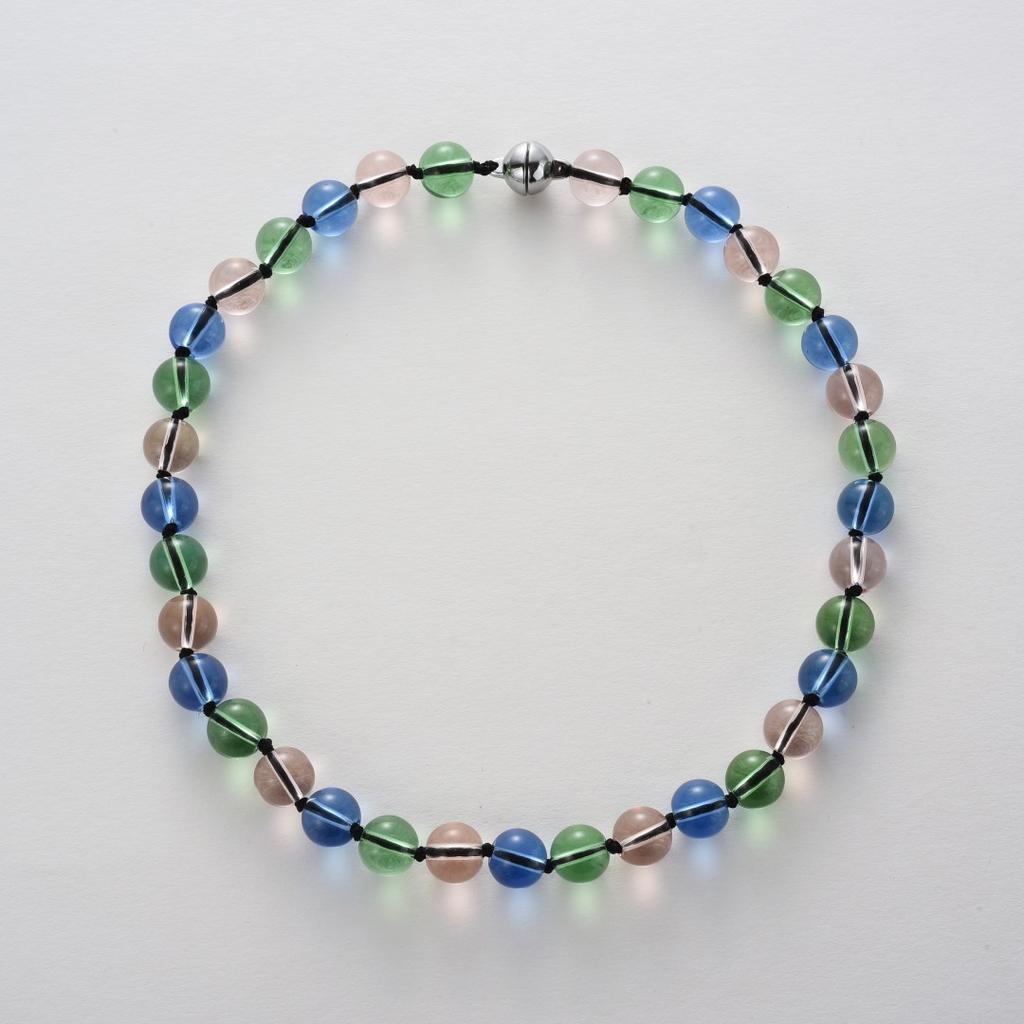 Premium Metal Copper Platinum Plated Magnetic Buckle Clavicle Chain Simple Personality Unique Niche Color Crystal Beaded Necklace