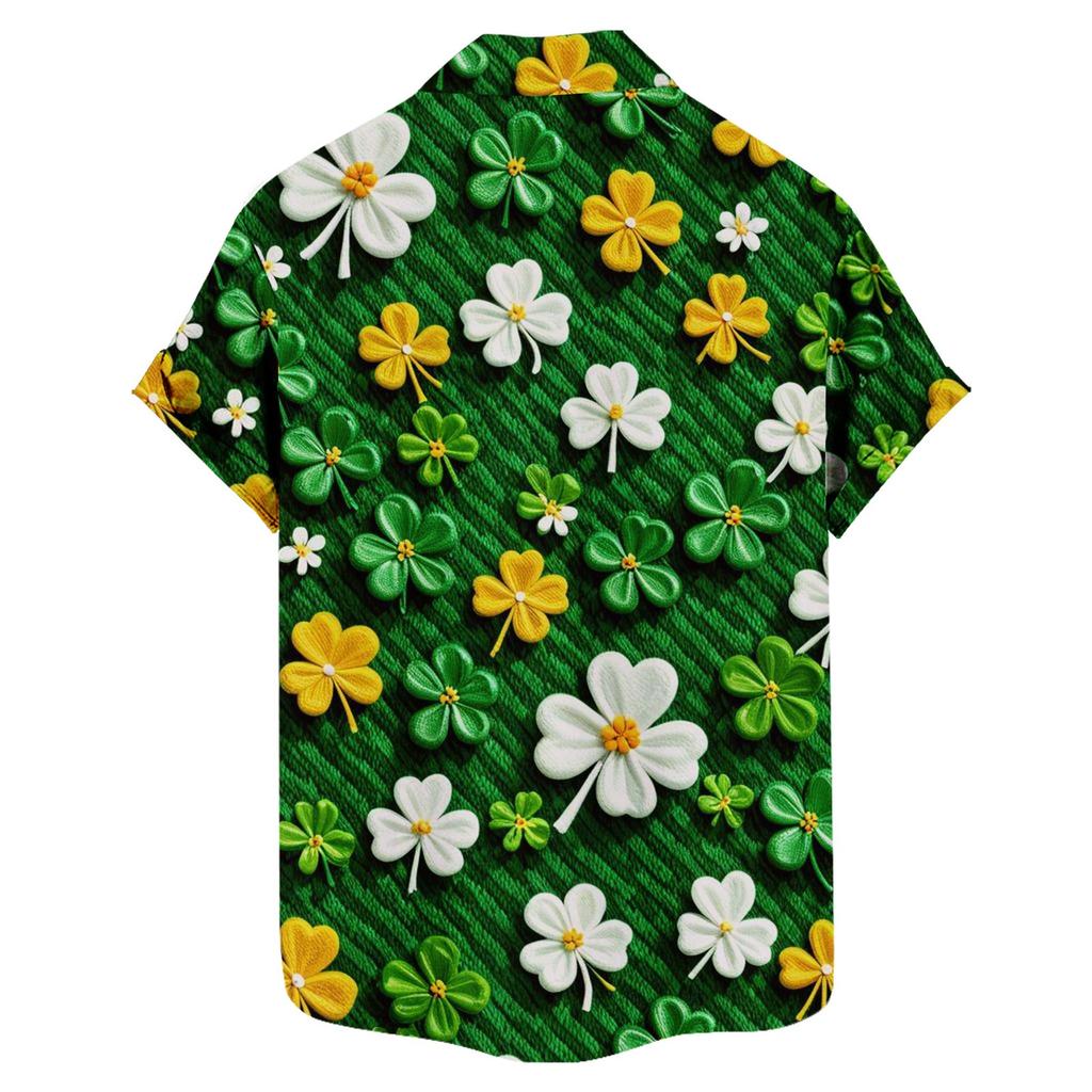 Men's Casual Short-sleeved Shirt Slim Fit Stylish Men's St. Patrick Print