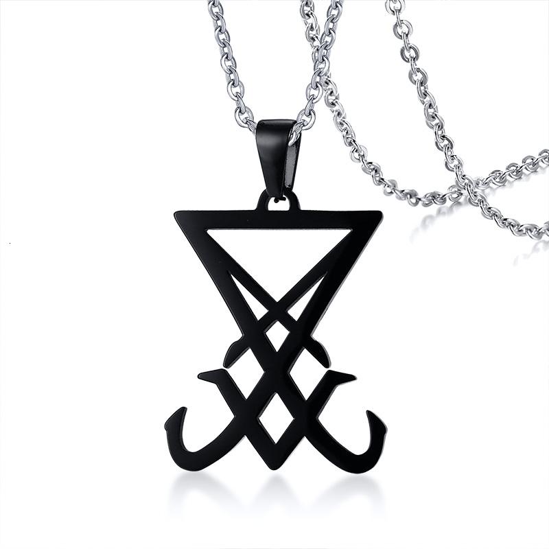 Stříbrný Sigil Lucifera Přívěsek Nerezová Ocel Pánský Náhrdelník Znak Amulet Šperk Gotický Styl