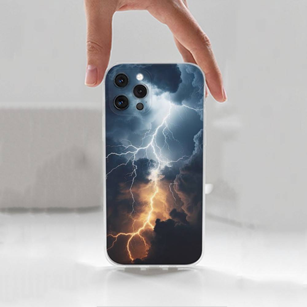T-Thunderbolt L-Lightning Case For iPhone X,XS,SE,12,15,Pro,17,Plus,11,Max,13,XR,14,16,Mini,Transparent Soft Cover