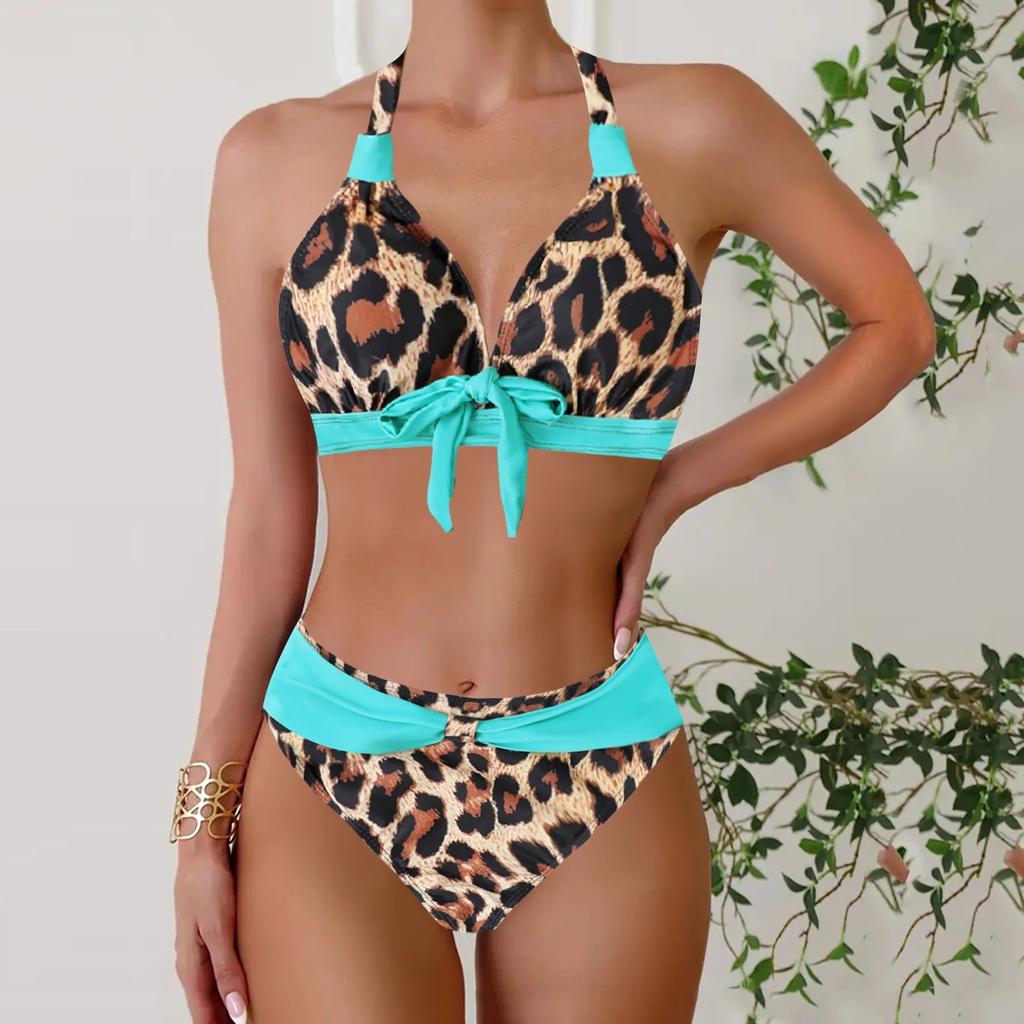 Bunter Druck Bikini Set Dreieckig Getrennt Große Größe Badeanzug Damen Modische Bademode Lässige Bequeme Strandbekleidung