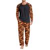 Men's Halloween Pajama Set Long Sleeve Round Neck Top and Pants Casual Comfortable Sleepwear