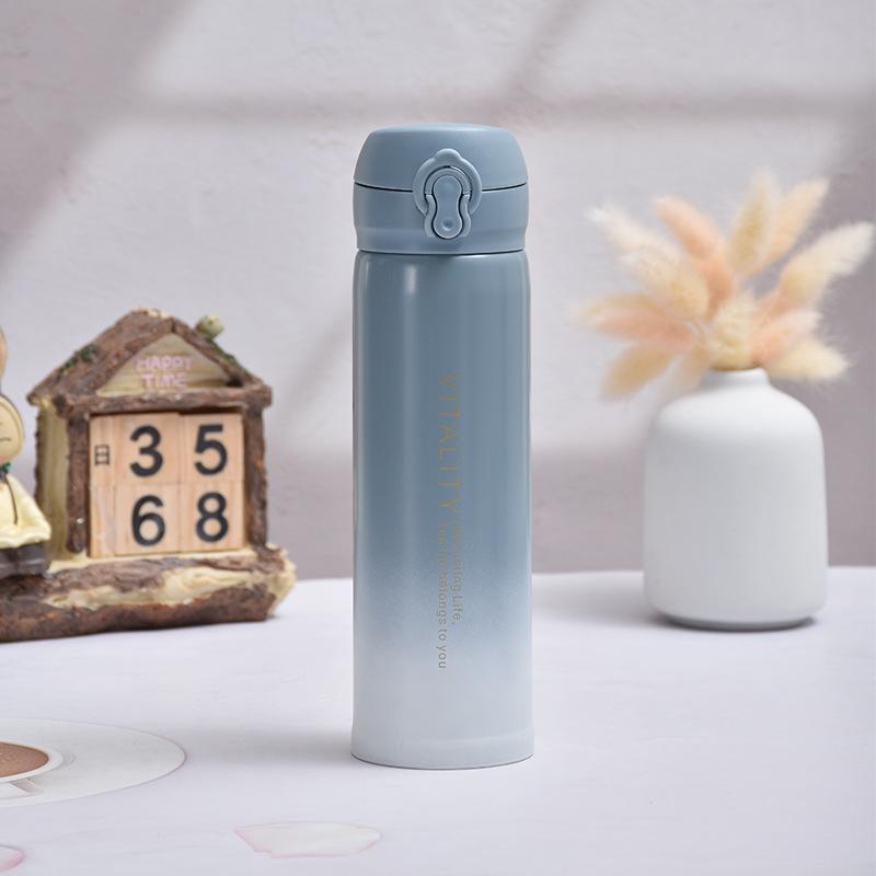 Ins Wind Gradual Change Color Stainless Steel Thermos Cup Creative Boys and Girls Bounce Cup Office Daily Drinking Straight Cup