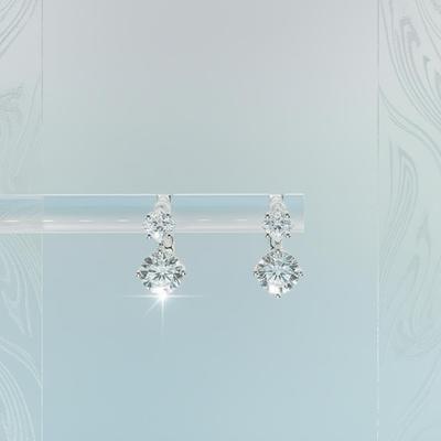 Brincos Argola Dupla de Prata S925 Brilho Cúbico por Haniel – Branco, Design de Um Toque, da Coreia