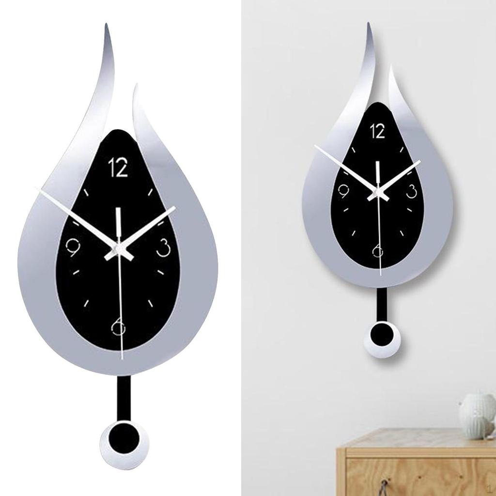 12 Inch Wall Clock with Pendulum for Living Room, Non Ticking Bedroom And Office (Battery