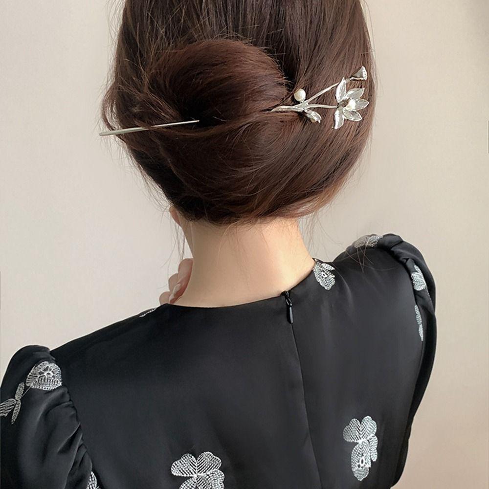 Pearl Flower Lotus Chinese Style Headwear Hanfu Hair Sticks Metal Hairpin Ancient Style Hairpin