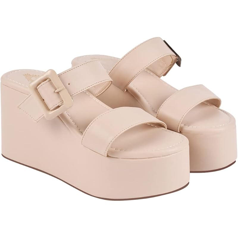 Shoetopia Fashionable Cream Platform Heels For Women & Girls /Uk7