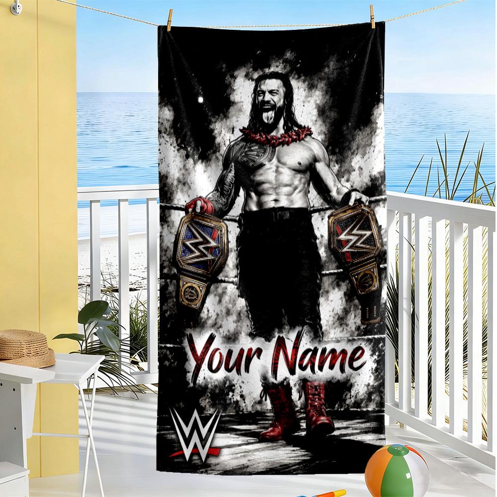 Wrestlemania Customize Text Beach Towel Super Soft & Absorbent For Beach Bathroom Outdoor Swimming Pool Camping Picnic Yoga Diving Vacation Accessorie
