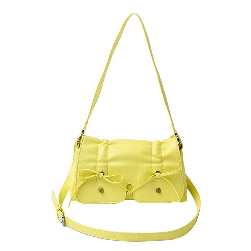 IELGY Ladies Diagonal Bag Bow One-Shoulder Underarm Pleated Simple