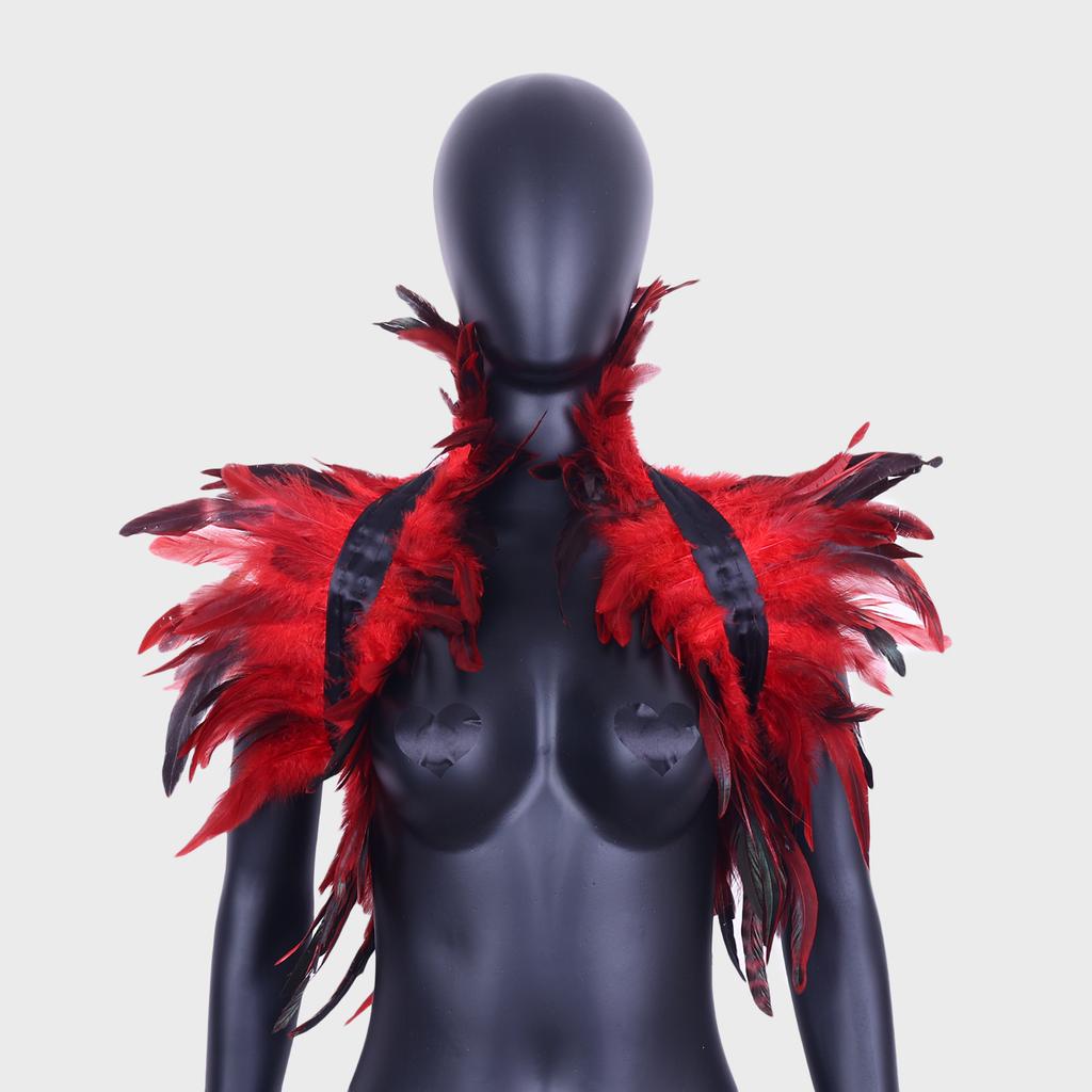 Halloween Feather Shawl Wristlet Set Feather Shawl Punk Feather Party Holiday Dress Up Cosplay Costumes Poncho for Women and Men