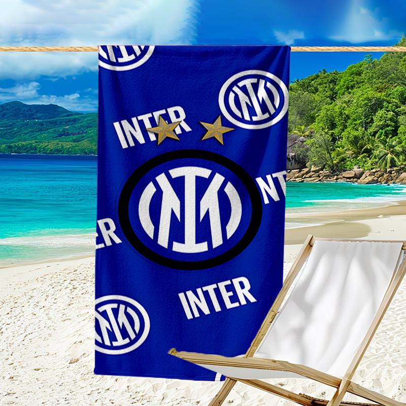 Asciugamano da Spiaggia con Stemma Inter Milan - Morbido, Assorbente in Microfibra, Leggero, Ideale per la Spiaggia, Feste, Viaggi, Campeggio regali per tifosi