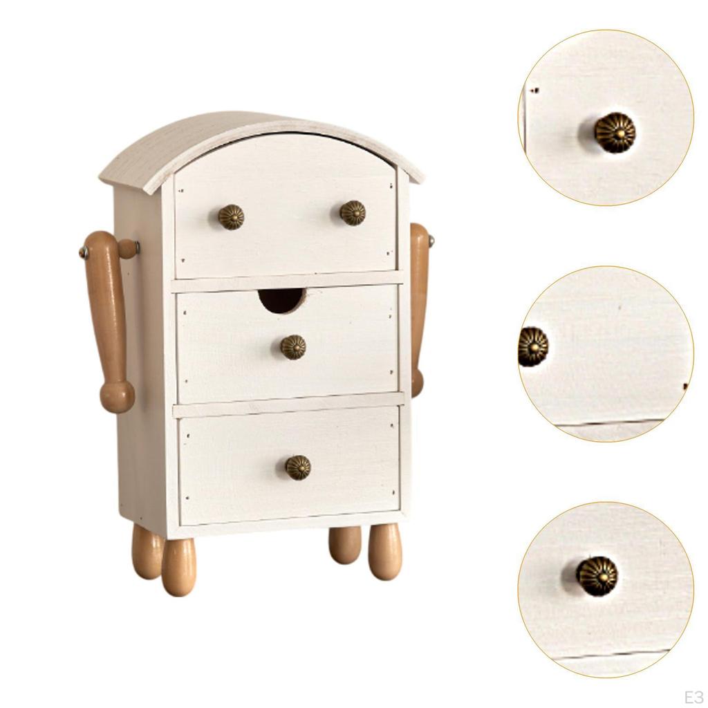 Cutie de Bijuterii din Lemn Organizator de Birou pentru Femei Rezistent la Praf Formă de Robot Depozitare Rustică