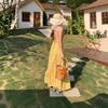 Summer New Women's Clothing Temperament Fashionable and Versatile Simple Sleeveless Printed Neck Collar Midi Dress
