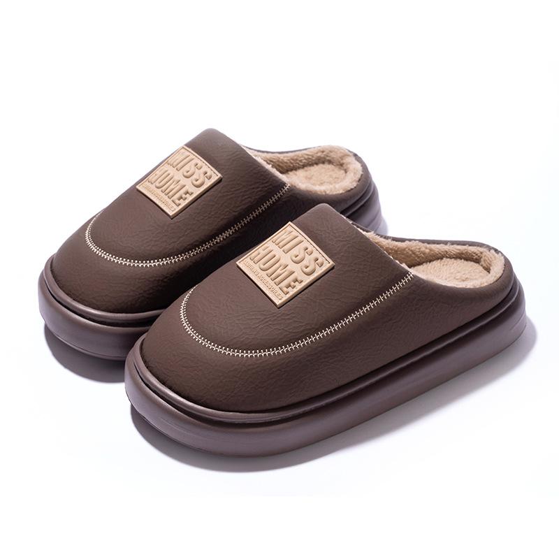 

Mingsheng cotton slippers 2025 new winter home indoor non-slip, wear-resistant and warm cotton shoes with velvet thick soles 44/45 fits (43/44 feet)