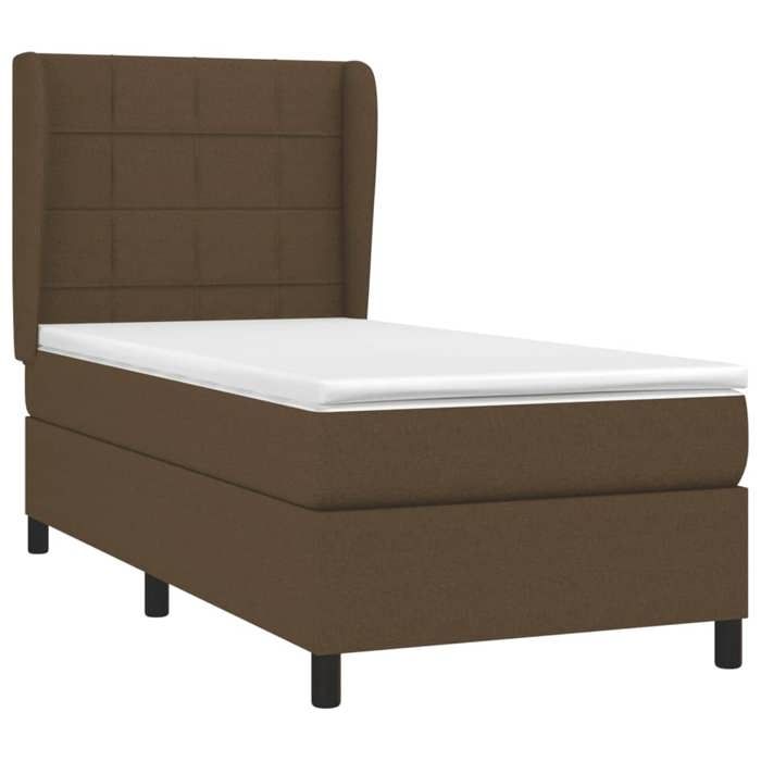 3127920 vidaXL Lit à sommier tapissier avec matelas Marron foncé 80x200 cm