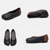 Johnature Vintage Versatile Genuine Leather Woven Flat Shoes Handmade Square Toe Shallow Soft Sole Slip-on Shoes