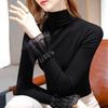 European Bell Sleeve Mesh T-shirt for Women - Slim Fit, Half-High Collar, Autumn/Winter 2025 Collection