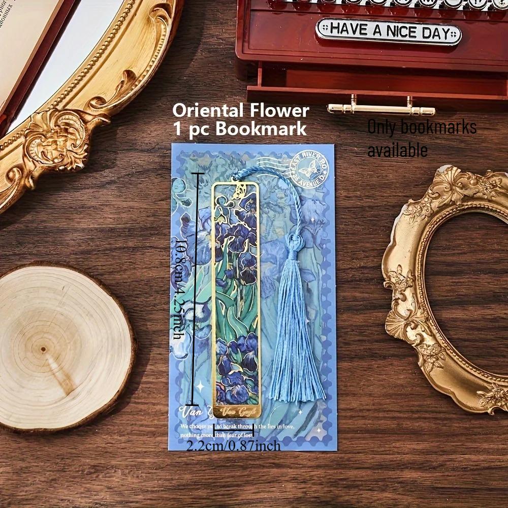 1pcs Oil Painting Metal Hollowed Out Bookmark Famous Painting Student Creative Commemorative Gift Tassel Bookmark