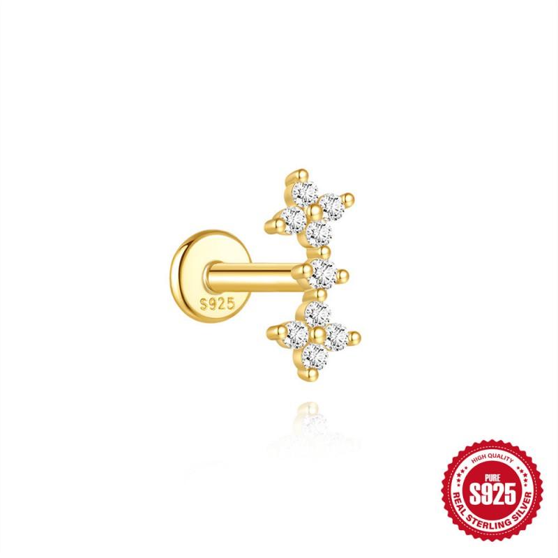 Geometric Star Butterfly Stud Earrings With Zircon Accents Tassel Detail Sterling Pierced Ear Jewelry