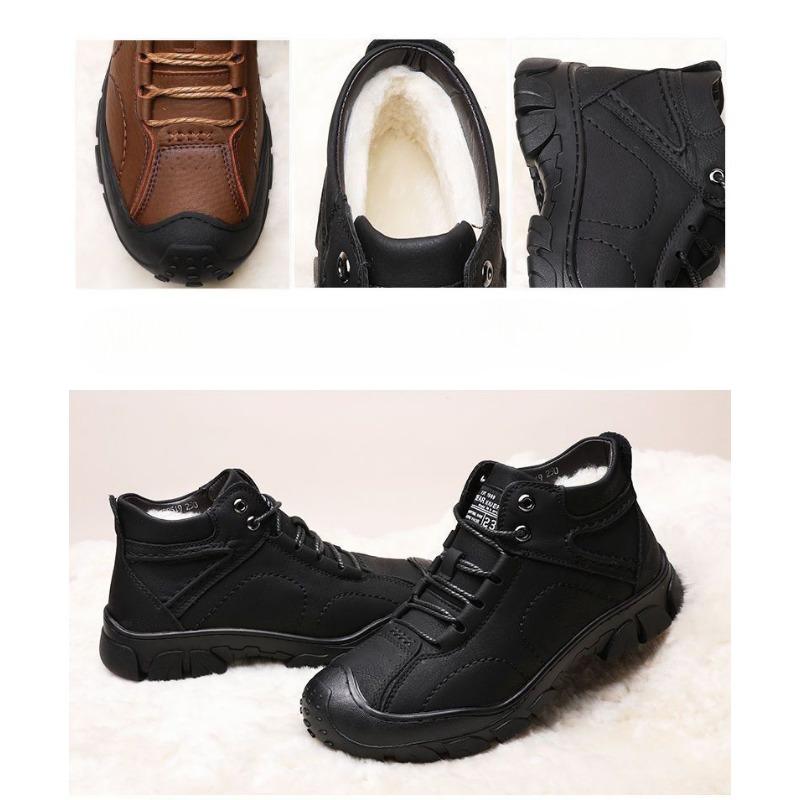 Autumn and Winter High Top Men's Casual Shoes, Thick Soled Cotton Shoes with Plush Insulation, Men's Snow Boots