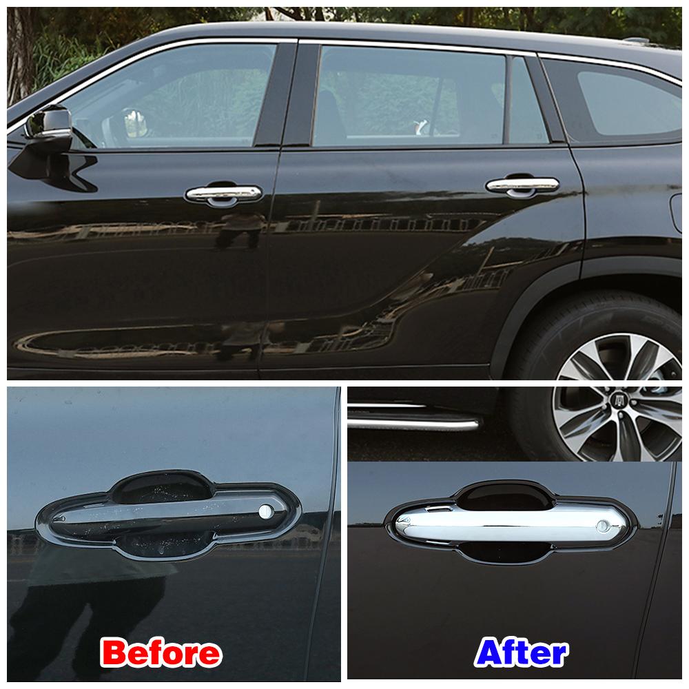 For Toyota Highlander XU70 2024 Exterior Part Modify Chrome Door Handle Cover Trim Color Change ABS Decoration Protector Sticker