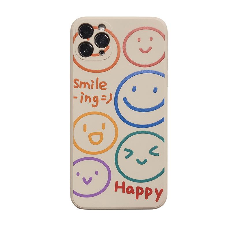 Niedliche Cartoon-Smiley-Buchstaben-koreanische Telefonhülle für iPhone 12 11 Pro Max Xr X Xs Max 78 Puls Se 2020 Hüllen weiche Silikonhülle 1084