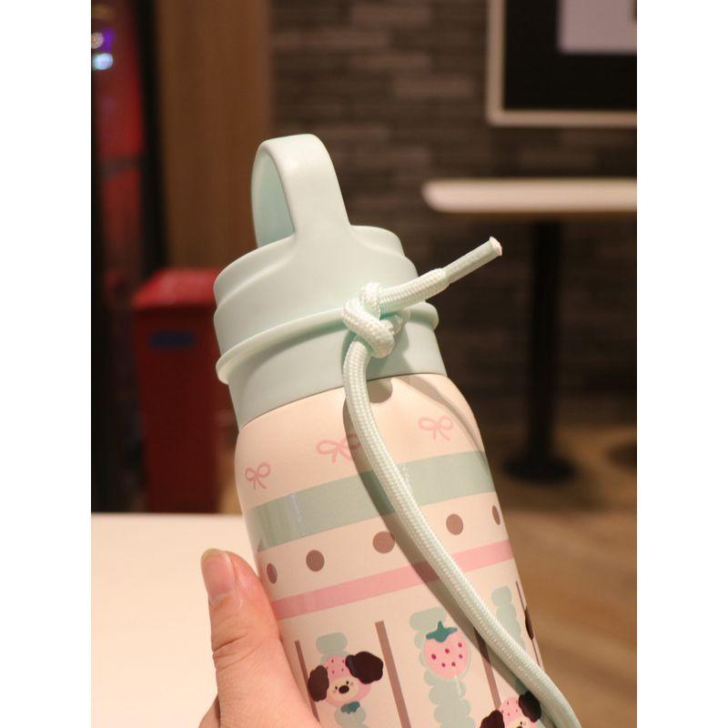 with Strap, Cross-Body Style, Specially Designed for Students and Children to Use at School, One-Touch Quick-Opening Water Cup, Portable for Outings